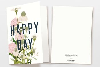 Carte pliée avec enveloppe Happy Day avec fleurs roses, certifiée FSC 4
