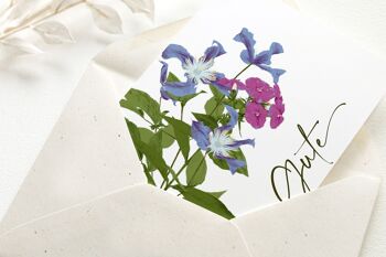 Carte pliée avec enveloppe tout le meilleur avec des fleurs violettes, certifiée FSC 2