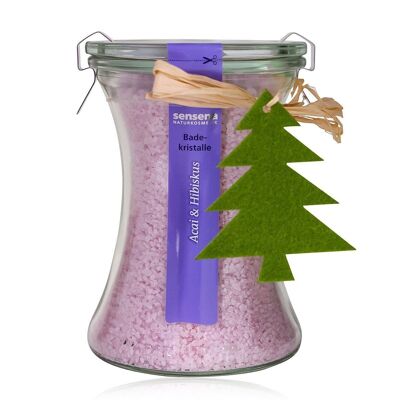 cristaux de bain sensena natural cosmetics - acai & hibiscus - additif de bain apaisant et revigorant