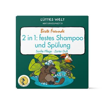Lüttes Welt BEST FREUNDE shampoing solide & après-shampooing - cosmétique naturelle certifiée, soin des cheveux doux pour les enfants 2