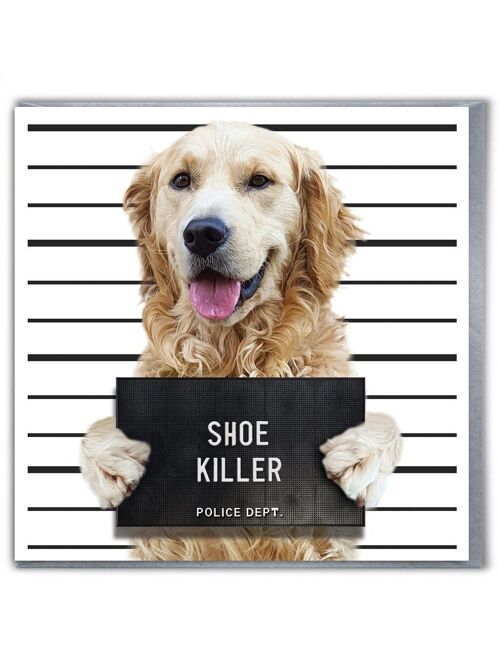 Funny Birthday Card - Happy Birthday Retriever Shoe Killer Killer Cat