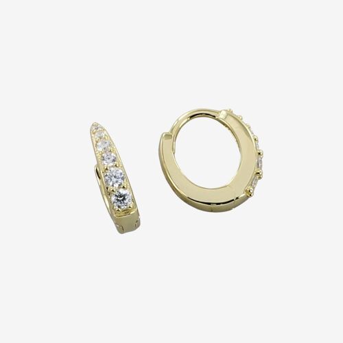 Oval Hoop Sparkle Earrings - Gold Plate