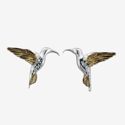 Silberne und goldene Kolibri-Ohrringe