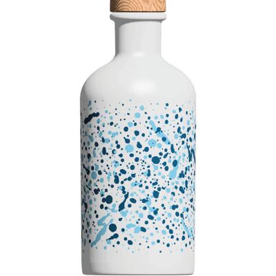 Bottiglia in vetro decorato per olio extravergine di oliva - Azzurro