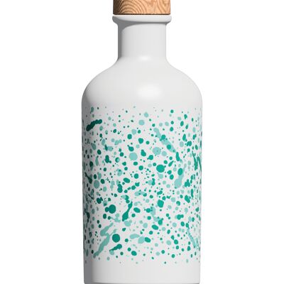 Bottiglia in vetro decorata con olio extravergine di oliva - Acquamarina