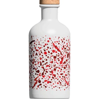 Bottiglia in vetro decorata con olio extravergine di oliva - Rosso