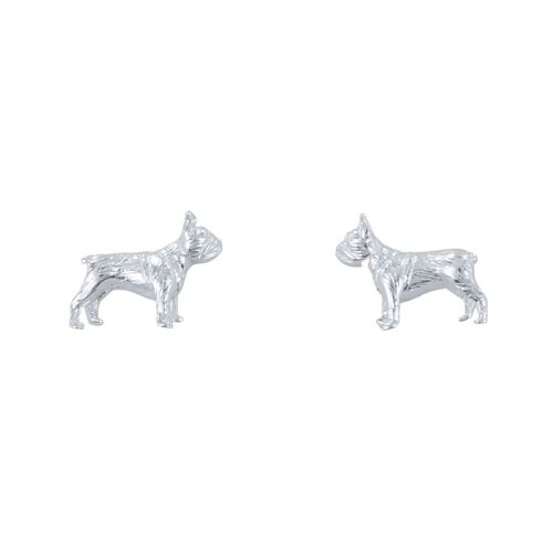 Silver French Bulldog Stud Earrings
