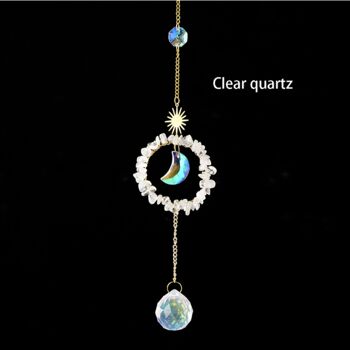 Pendentif Lune Ronde Cristal Attrape-Soleil Suspendu 12