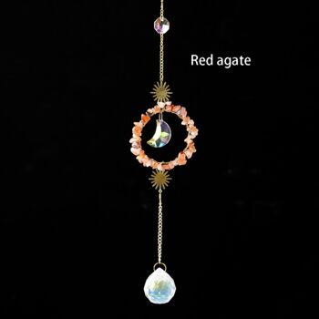 Pendentif Lune Ronde Cristal Attrape-Soleil Suspendu 16