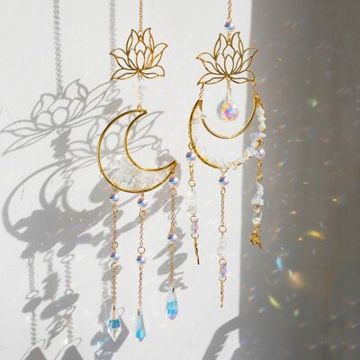 Lotus Moon Suncatcher Prisma di cristallo da appendere