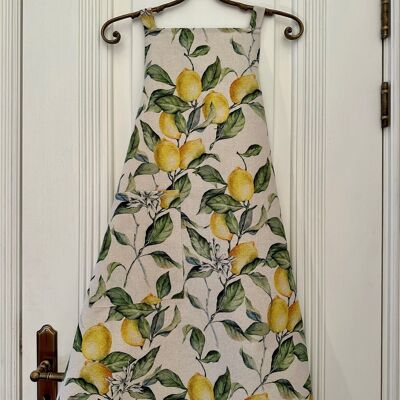 Ladies Apron Simple, S-L size, 900% cotton 10% linen, printed | Lemon Linen