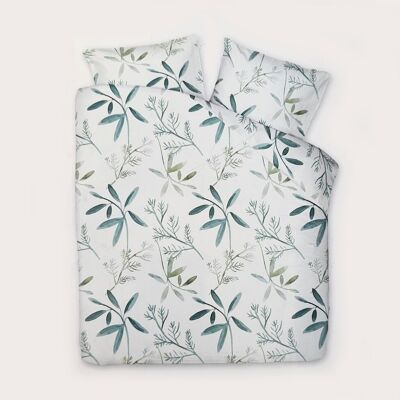 2er-Pack weiße Bettbezüge mit Blätterdruck – 140 x 220 cm