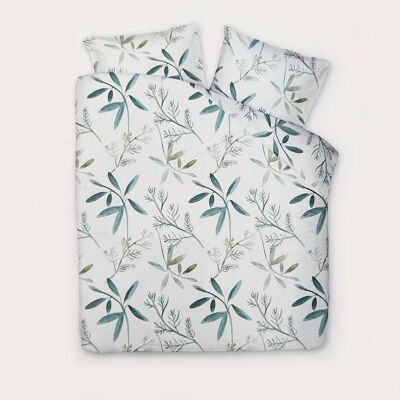 2er-Pack weiße Bettbezüge mit Blätterdruck – 140 x 220 cm