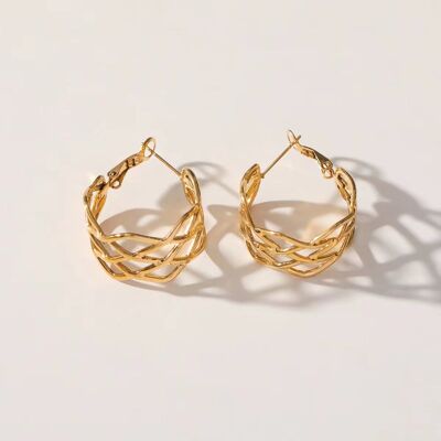 Golden geometric hoop earrings