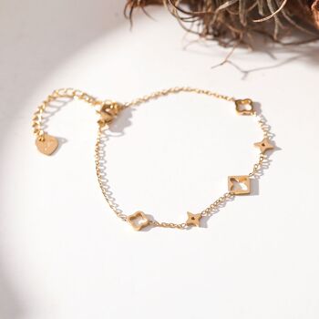 Bracelet chaîne dorée multi trèfle 2
