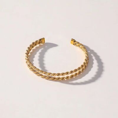 Golden double braid bangle bracelet