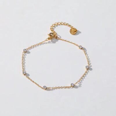 Bracelet chaîne dorée avec 6 strass