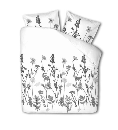 White duvet covers with flower print - 240x220cm