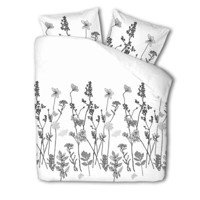 Weiße Bettbezüge mit Blumendruck – 240 x 220 cm