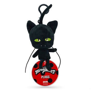 Miraculous Ladybug - Kwami  PLAGG, peluche chat noir pour enfants  - 12 cm - Peluche super douce - A collectionner - Avec yeux pailletés brodés - Mousqueton assorti  
 - Réf : M13017 1