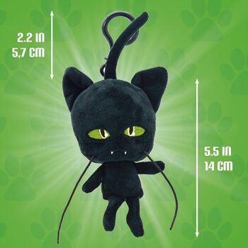 Miraculous Ladybug - Kwami  PLAGG, peluche chat noir pour enfants  - 12 cm - Peluche super douce - A collectionner - Avec yeux pailletés brodés - Mousqueton assorti  
 - Réf : M13017 3