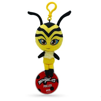 Miraculous Ladybug - Kwami  POLLEN, peluche abeille pour enfants  - 12 cm - Peluche super douce - A collectionner - Avec yeux pailletés brodés - Mousqueton assorti  
 - Réf : M13021 1