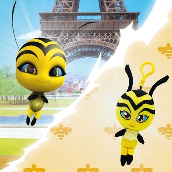 Miraculous Ladybug - Kwami  POLLEN, peluche abeille pour enfants  - 12 cm - Peluche super douce - A collectionner - Avec yeux pailletés brodés - Mousqueton assorti  
 - Réf : M13021 2
