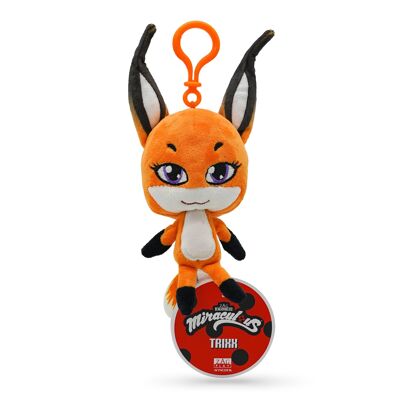 Miraculous Ladybug – Kwami TRIXX Fuchs-Plüschtier für Kinder – 12 cm – superweiches Plüschtier – Sammlerstück – mit gestickten Glitzeraugen – passender Karabiner
 - Ref: M13022