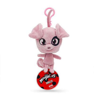 Miraculous Ladybug - Kwami DAIZZI, pig plush toy for children - 12 cm - Super soft plush - Collectible - With embroidered glitter eyes - Matching carabiner
 - Ref: M13014