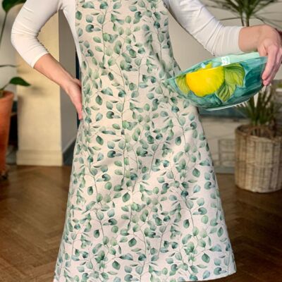 Ladies' Apron Simple, S-L Size, Recycled Cotton, Printed | Verde