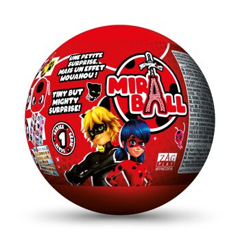 Miraculous Ladybug - Miraball surprise 4-1, jouet pour enfants avec boule en métal à collectionner, peluche Kwami, autocollants pailletés et ruban blanc (Zag Play-Wyncor) - Réf : M14025 1