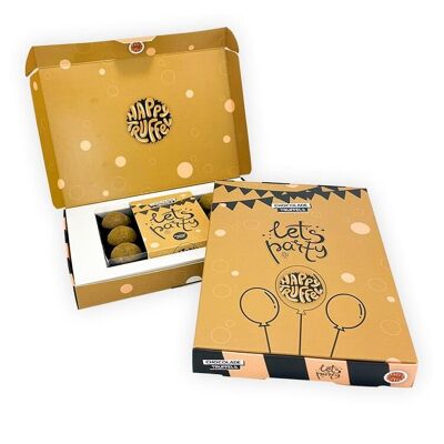 Caja de regalo de trufas de chocolate – “Let’s Party” Gold (prosecco)