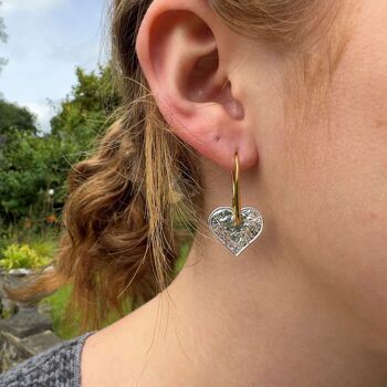 Magnifiques boucles d'oreilles pendantes en forme de cœur 2