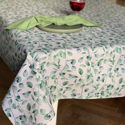 Rechteckige Tischdecke, recycelte Baumwolle, bedruckt | Grün
