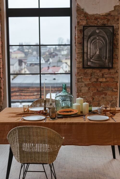 Cinnamon Linen Tablecloth