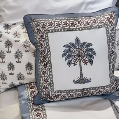 Cushion hand-printed with date palms 100% cotton