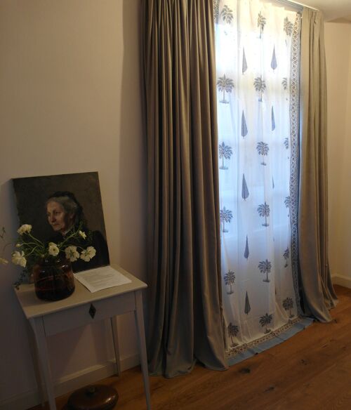 Vorhang handbedruckt 100% Baumwollvoile 110x250cm