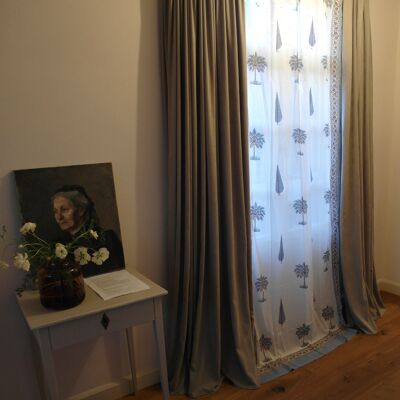 Curtain hand printed 100% cotton voile 110x250cm