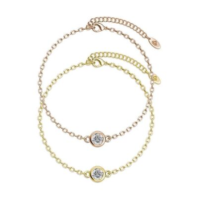 Braccialetti con pietra portafortuna - oro, oro rosa e cristallo