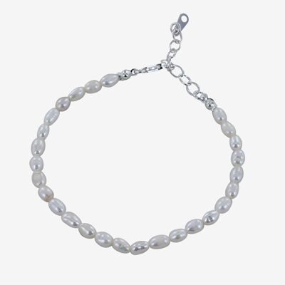 Bracelet de perles naturelles blanches délicates