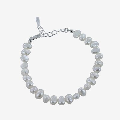 Grande braccialetto di perle naturali bianche