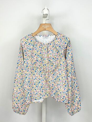 Chemise fleurie liberty manches longues à volant pour fille 6