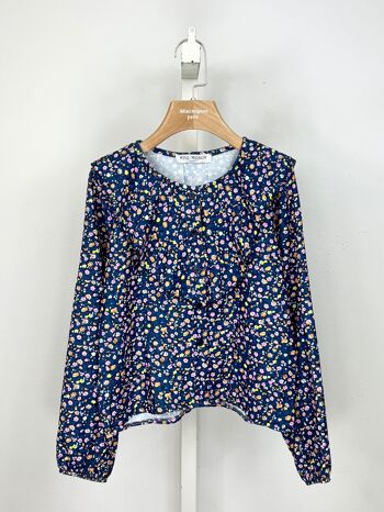 Chemise fleurie liberty manches longues à volant pour fille 7