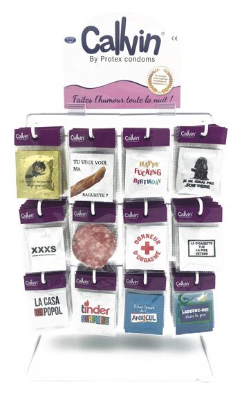 présentoir de 120 préservatifs humoristiques