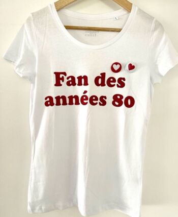 Tee Shirt "Fan des Années 80" en coton bio, print paillettes 2