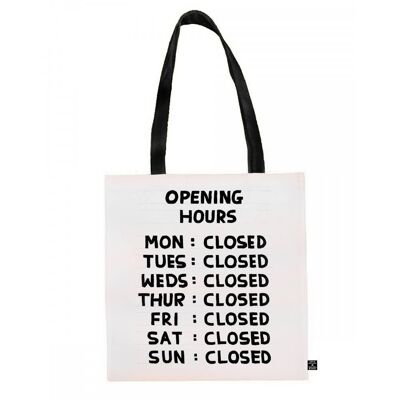 Horario de apertura de David Shrigley Bolsa de tela
