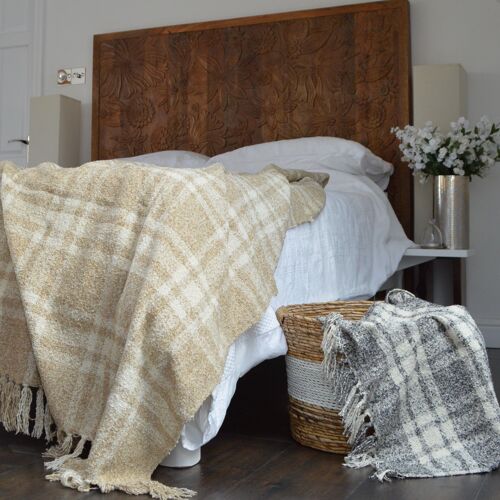 Darwin Chenille Checked Tartan Throw Blanket - 100% Recycled Materials