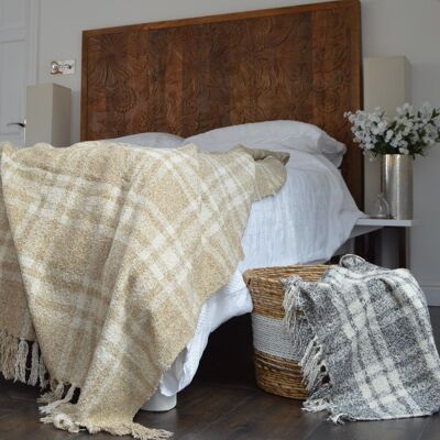 Darwin Chenille Checked Tartan Throw Blanket - 100% Recycled Materials