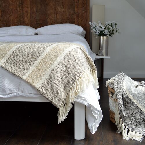 Savannah Herringbone Throw Blanket - 100% Recycled Materials