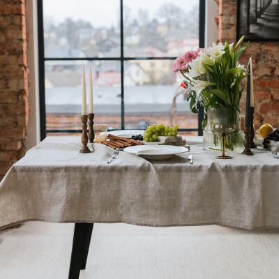 Natural Melange Linen Tablecloth